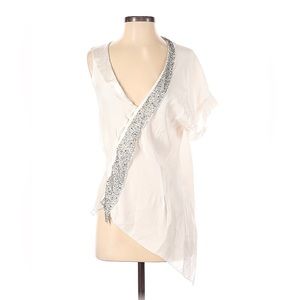 Foley + Corinna silk top with beaded and rhinestone embellishment